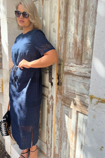 Платье из хлопка с кулисой и V-образным вырезом AMUARt 1011 - фото 3