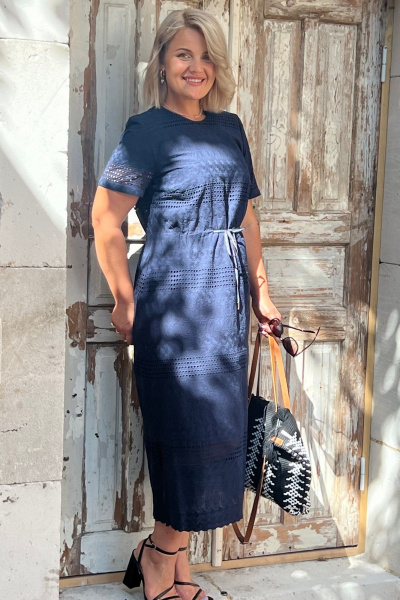 Платье из хлопка с кулисой и V-образным вырезом AMUARt 1011 - фото 1