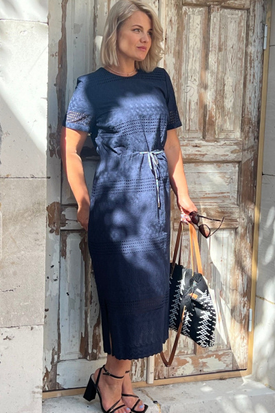 Платье из хлопка с кулисой и V-образным вырезом AMUARt 1011 - фото 2