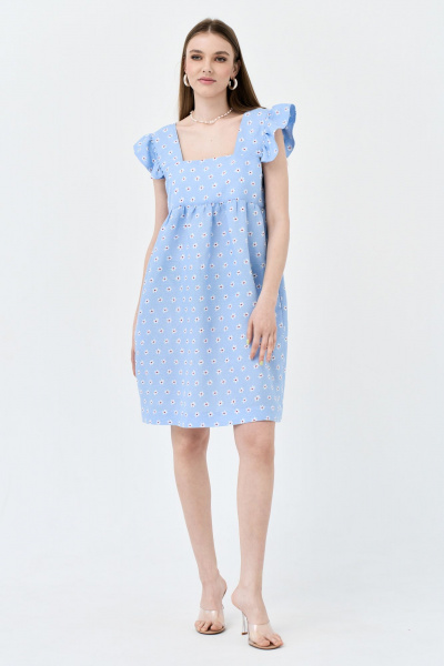 Летний сарафан А-силуэта с карманами и воланами LeNata 16410 цветы - фото 1