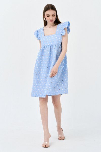 Летний сарафан А-силуэта с карманами и воланами LeNata 16410 цветы - фото 5