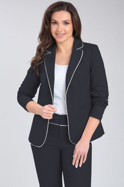 Демисезонный синий комплект жакет, джемпер и укороченные брюки LeNata 32099 синий - фото 4