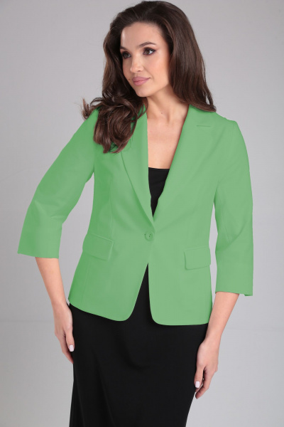 Летний полуприлегающий жакет зеленого цвета с карманами LeNata 12413 салатовый - фото 5