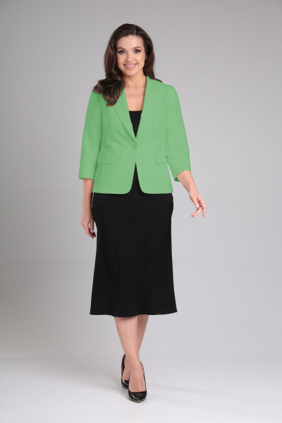 Летний полуприлегающий жакет зеленого цвета с карманами LeNata 12413 салатовый - фото 4