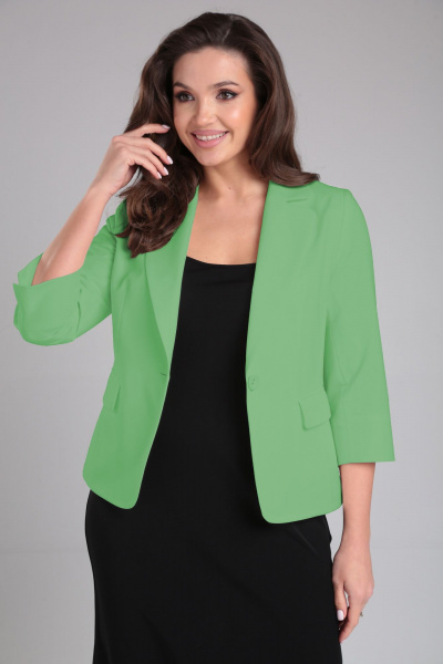 Летний полуприлегающий жакет зеленого цвета с карманами LeNata 12413 салатовый - фото 2