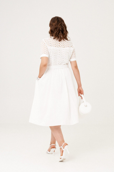 Нарядное летнее белое платье с пышной юбкой и поясом Almirastyle 373 - фото 6