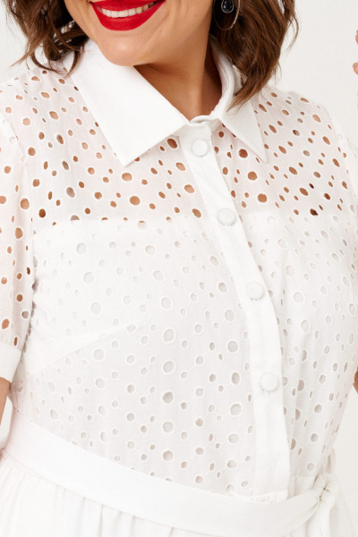 Нарядное летнее белое платье с пышной юбкой и поясом Almirastyle 373 - фото 4