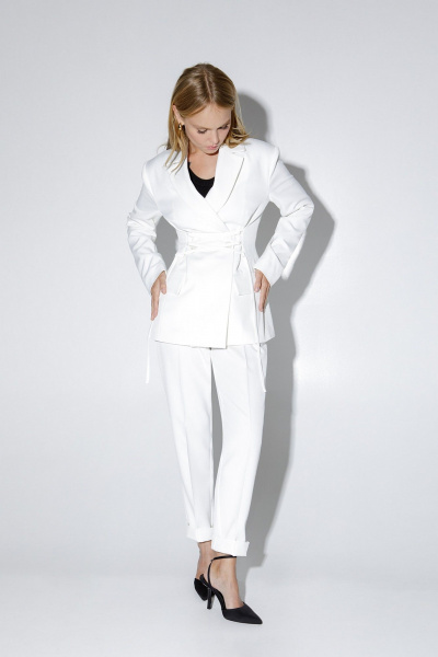 Жакет со шнуровкой и расширенной линией плеч PiRS 5148 молочный - фото 4