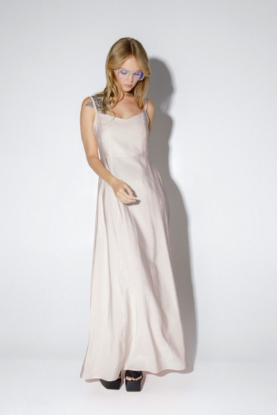 Макси-платье из вискозы с завышенной линией талии PiRS 5153 бежевый - фото 3