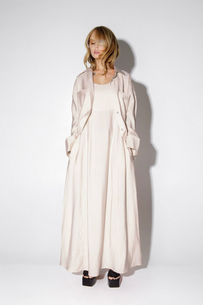 Макси-платье из вискозы с завышенной линией талии PiRS 5153 бежевый - фото 1