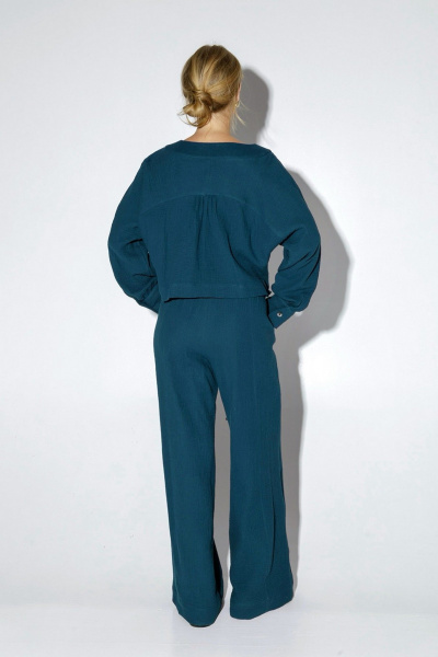 Костюм-двойка с брюками и жакетом из хлопка PiRS 5158 морская волна - фото 2