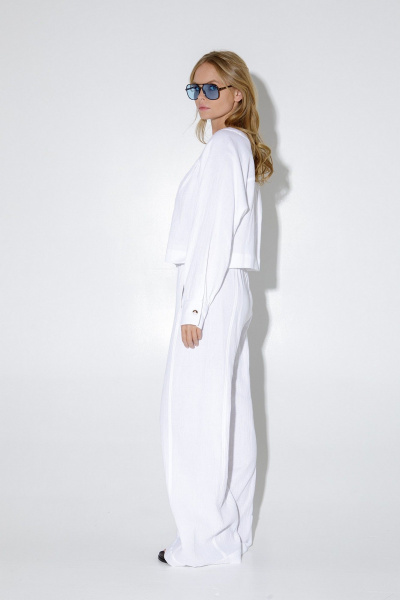 Костюм двойка хлопковый с блузой и брюками PiRS 5158 белый - фото 3