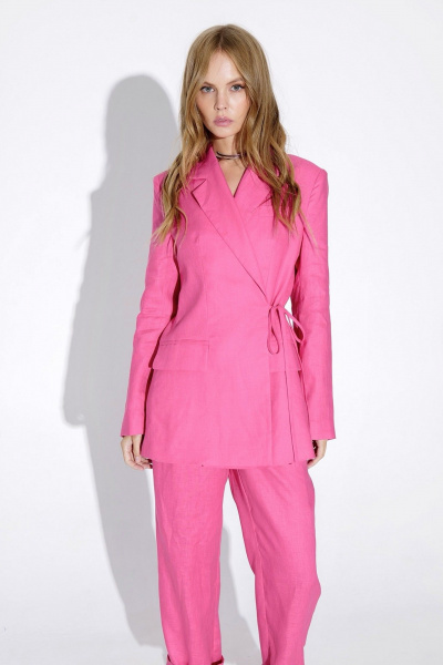 Льняной костюм из жакета и брюк со складками PiRS 5160 розовый - фото 5