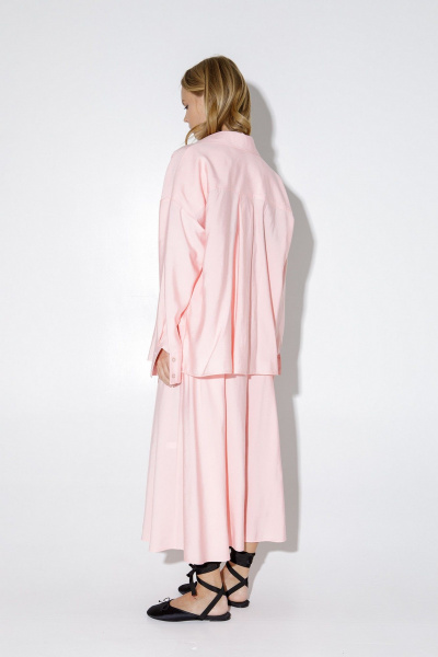 Летний комплект: рубашка и юбка А-силуэта с широкой складкой PiRS 5179 персик - фото 5