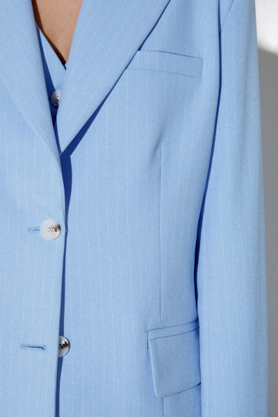 Круглогодичный костюм-двойка из полосатого текстильного жакета и брюк PiRS 5192 голубой - фото 4