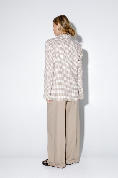 Бежевый оверсайз жакет с рисунком «гусиная лапка» PiRS 5203 бежевый - фото 7