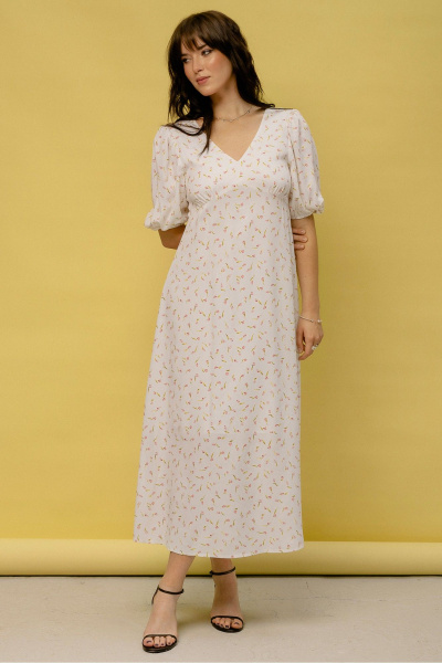 платье летнее с фигурным вырезом и сборками по лифу JRSy 2468 - фото 1