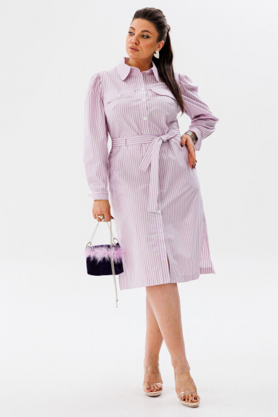 Платье с карманами из мягкого хлопка на каждый день Anelli 1334 сирень - фото 4