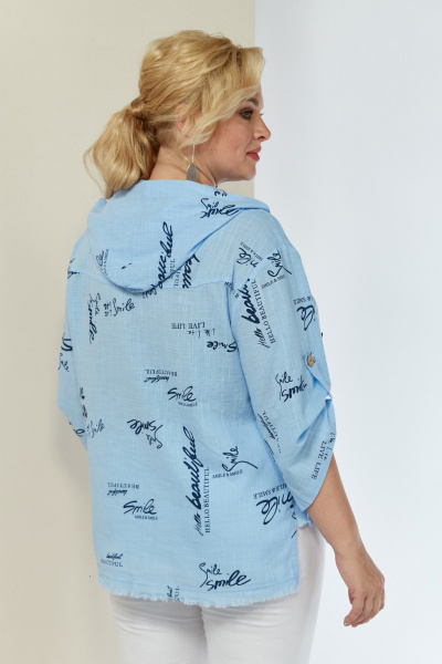 рубашка летняя с капюшоном и транформируемым рукавом Shetti 4061 голубой - фото 8