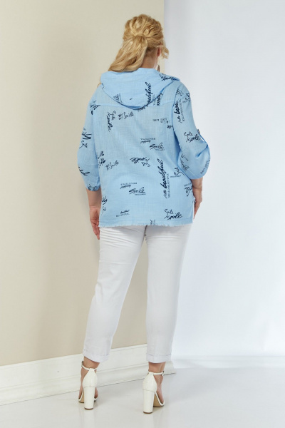 рубашка летняя с капюшоном и транформируемым рукавом Shetti 4061 голубой - фото 7