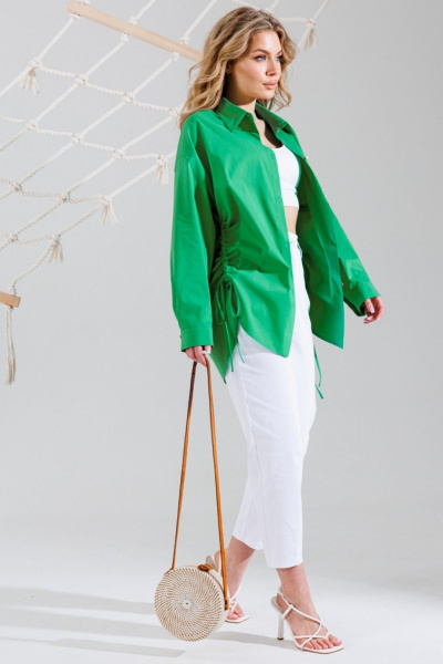 Рубашка Faufilure C1626 зеленый - фото 3