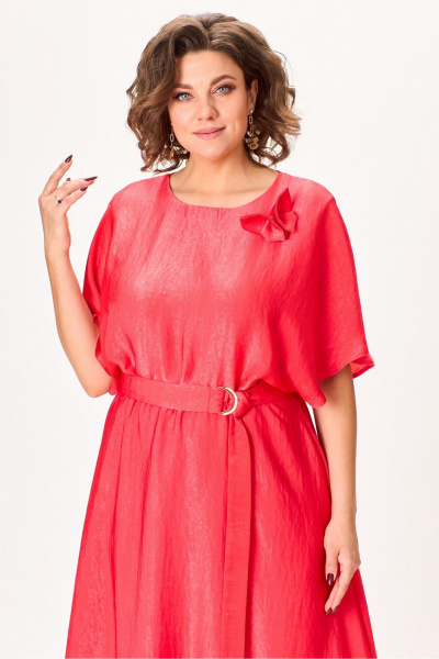 платье летнее из легкой ткани с разрезом и бабочкой Koketka i K 1153 красный - фото 6
