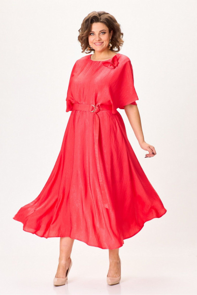 платье летнее из легкой ткани с разрезом и бабочкой Koketka i K 1153 красный - фото 8