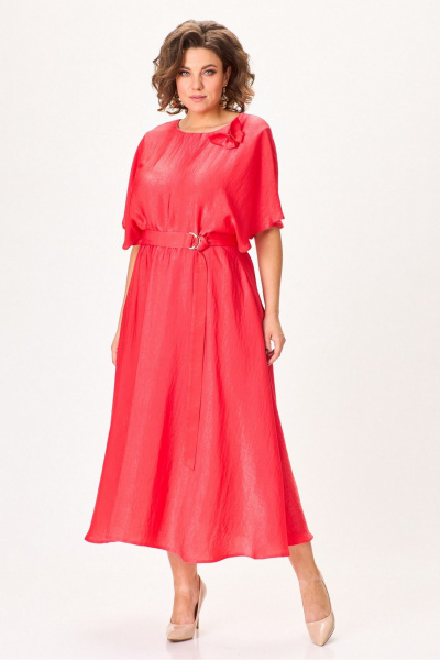 платье летнее из легкой ткани с разрезом и бабочкой Koketka i K 1153 красный - фото 1