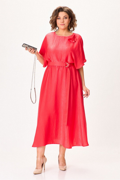 платье летнее из легкой ткани с разрезом и бабочкой Koketka i K 1153 красный - фото 2