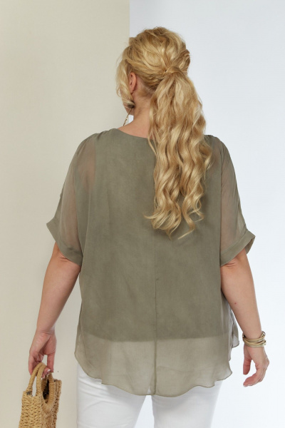 Блуза свободного кроя из вискозы и шифона для повседневной одежды Shetti 4062 капучино - фото 9