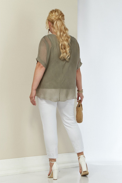 Блуза свободного кроя из вискозы и шифона для повседневной одежды Shetti 4062 капучино - фото 8