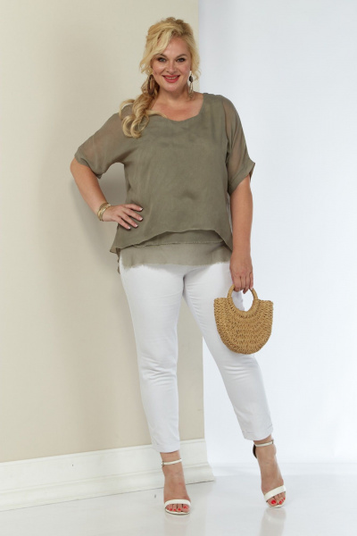 Блуза свободного кроя из вискозы и шифона для повседневной одежды Shetti 4062 капучино - фото 1