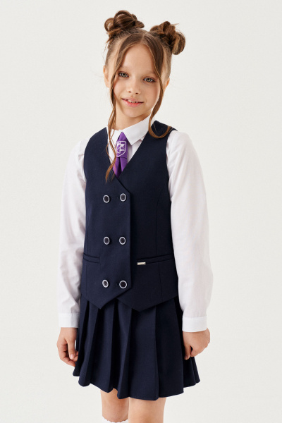 Юбка расширенного силуэта из текстиля для школьных дней Panda Kids 263950-128 Синий - фото 1