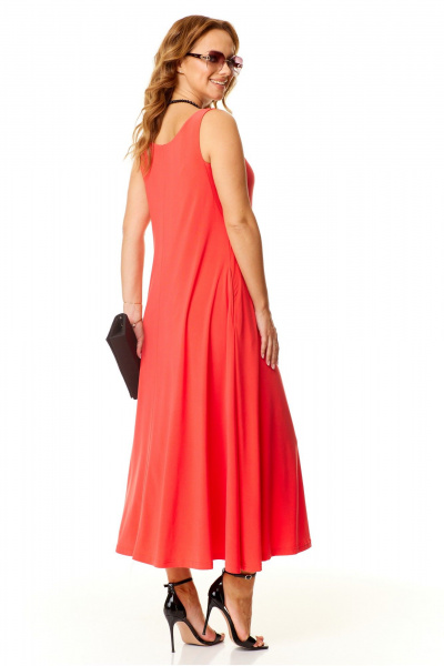 Трикотажный сарафан с V-вырезом и карманами для лета Taita plus 2410/3 персик - фото 8