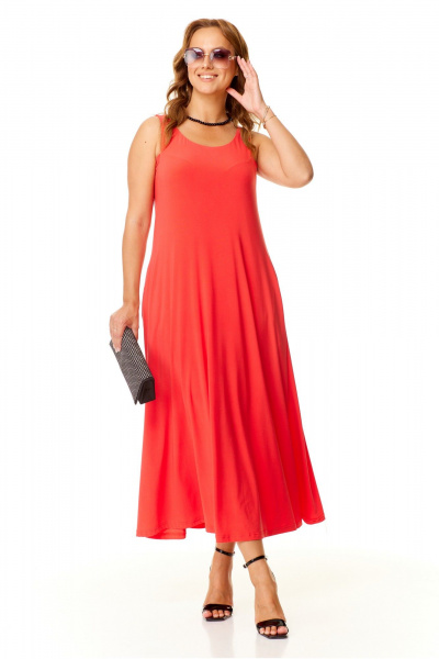 Трикотажный сарафан с V-вырезом и карманами для лета Taita plus 2410/3 персик - фото 6