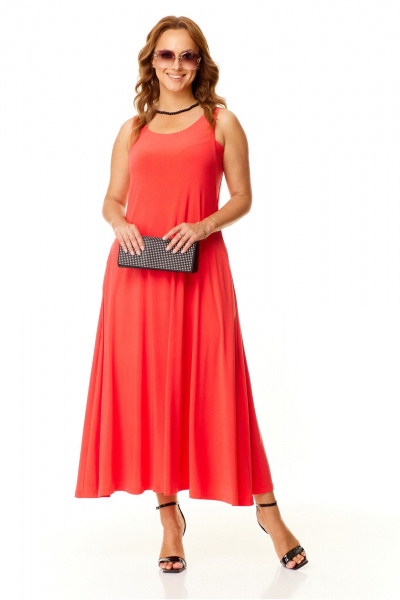 Трикотажный сарафан с V-вырезом и карманами для лета Taita plus 2410/3 персик - фото 3