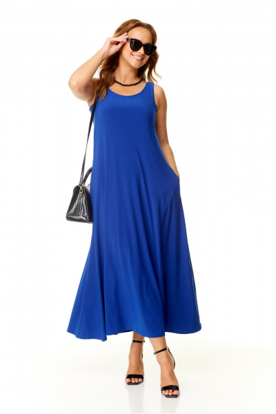 Трикотажный сарафан с V-вырезом для летних повседневных образов Taita plus 2410/4 василек - фото 5