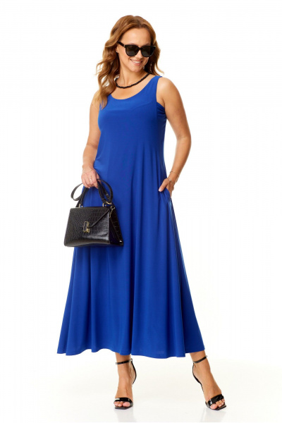 Трикотажный сарафан с V-вырезом для летних повседневных образов Taita plus 2410/4 василек - фото 4