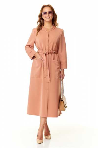 Платье на каждый день с кулиской и карманами Taita plus 2401/ горчица - фото 4