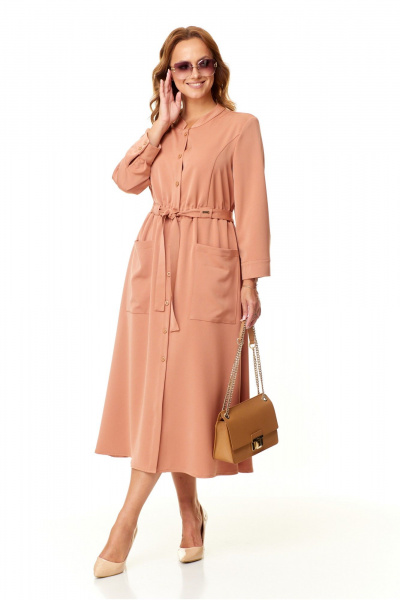 Платье на каждый день с кулиской и карманами Taita plus 2401/ горчица - фото 3