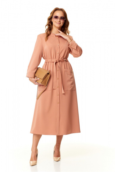 Платье на каждый день с кулиской и карманами Taita plus 2401/ горчица - фото 1