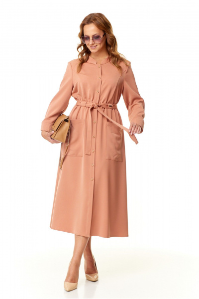 Платье на каждый день с кулиской и карманами Taita plus 2401/ горчица - фото 2