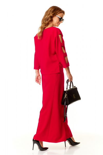 Красный женский комплект: блузка и брюки палаццо Taita plus 2420 красный - фото 11