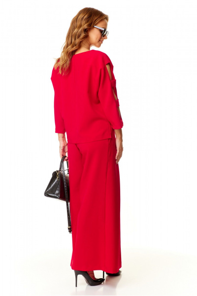 Красный женский комплект: блузка и брюки палаццо Taita plus 2420 красный - фото 10