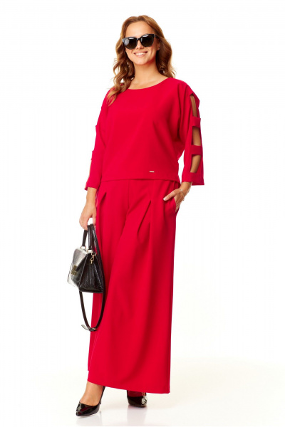 Красный женский комплект: блузка и брюки палаццо Taita plus 2420 красный - фото 9