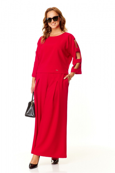 Красный женский комплект: блузка и брюки палаццо Taita plus 2420 красный - фото 5