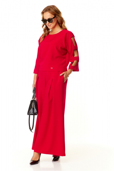 Красный женский комплект: блузка и брюки палаццо Taita plus 2420 красный - фото 2