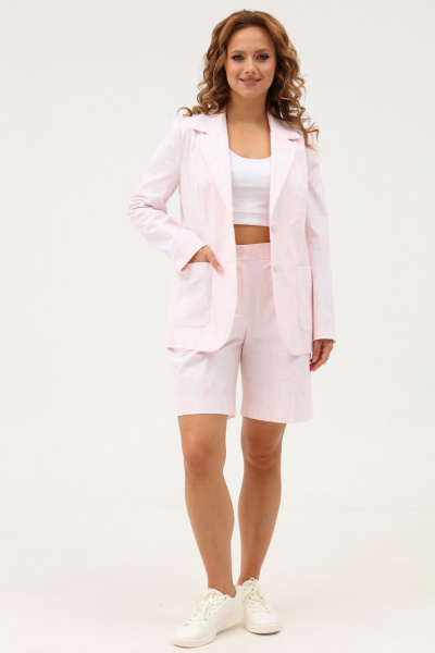 Розовый джинсовый комплект: жакет и шорты на лето Angelina & Сompany 1114 - фото 1