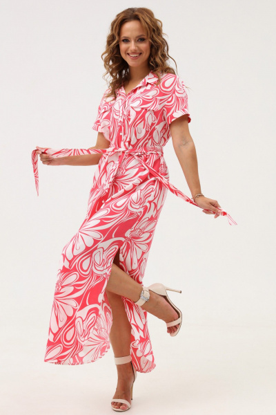 Платье-рубашка яркое из хлопка с карманами Angelina & Сo 1115 - фото 7