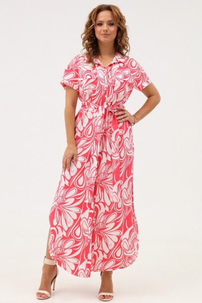 Платье-рубашка яркое из хлопка с карманами Angelina & Сo 1115 - фото 1